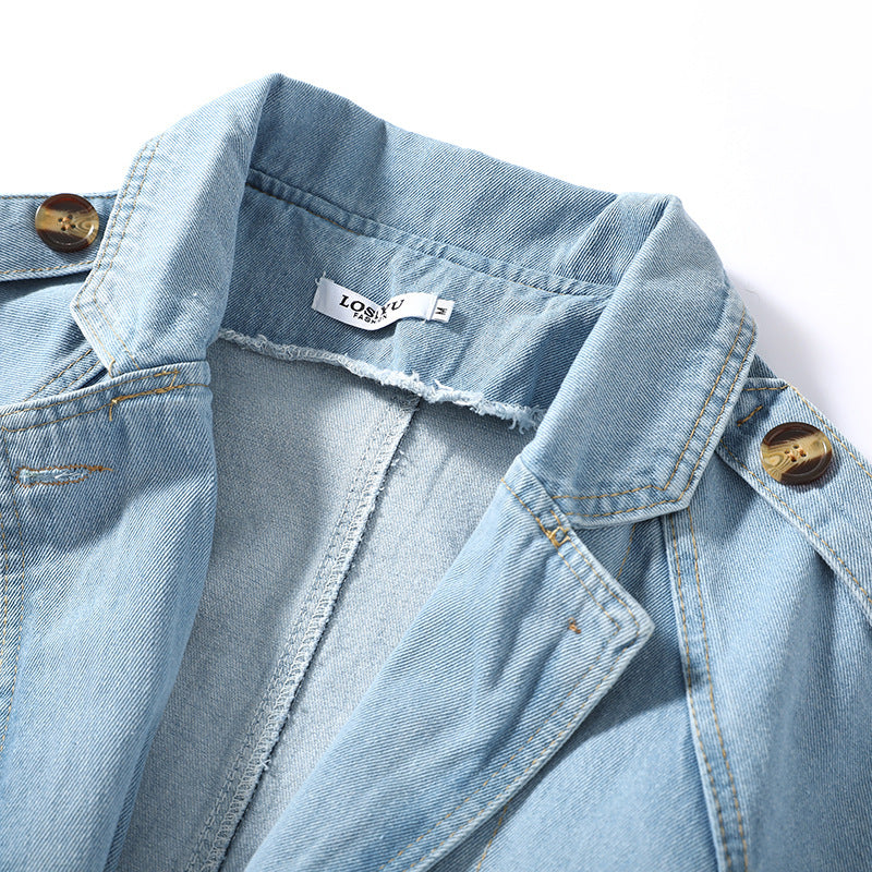 Long Denim Trench