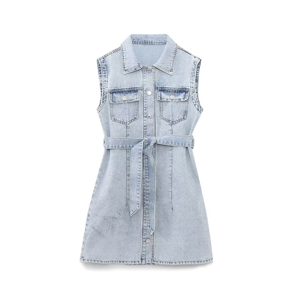 Belted Denim Dress