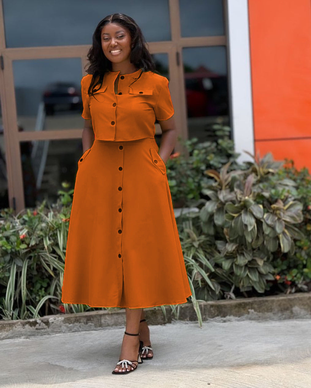 Crew Neck Short Sleeve Skirt Set