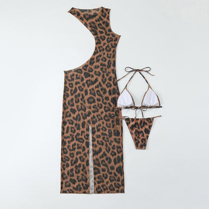 Cropped Printed Three Piece Swimsuit