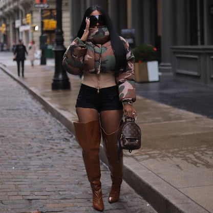 Retro Camouflage Puffer Jacket