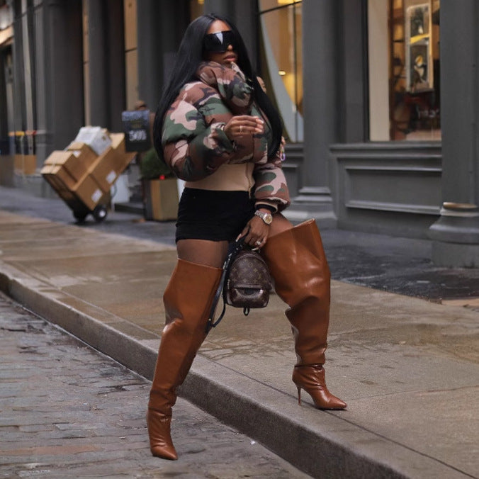 Retro Camouflage Puffer Jacket
