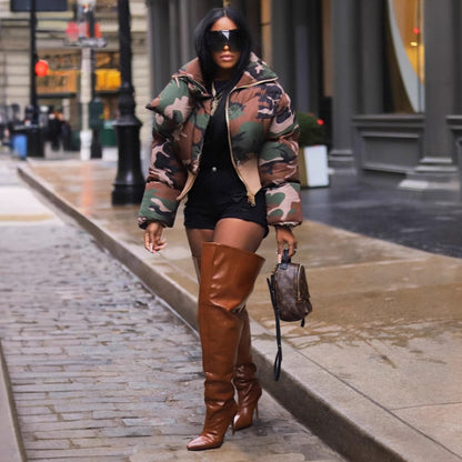 Retro Camouflage Puffer Jacket