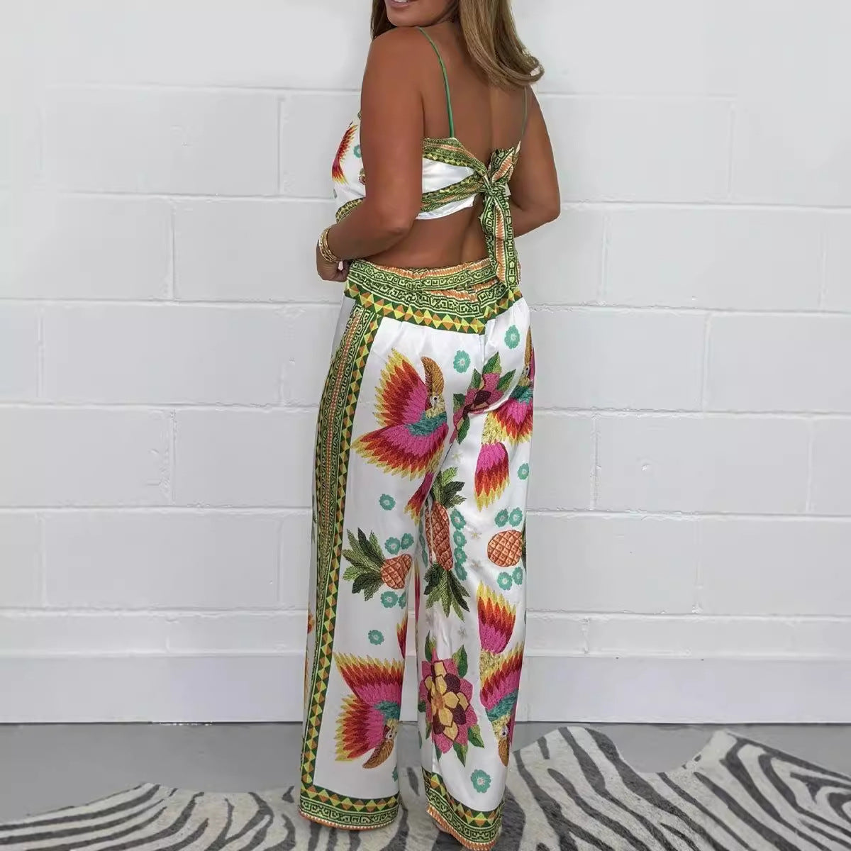 Satin Sling Top Trousers Set