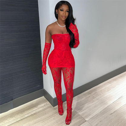 Sexy Lace Tube Top Body Suit