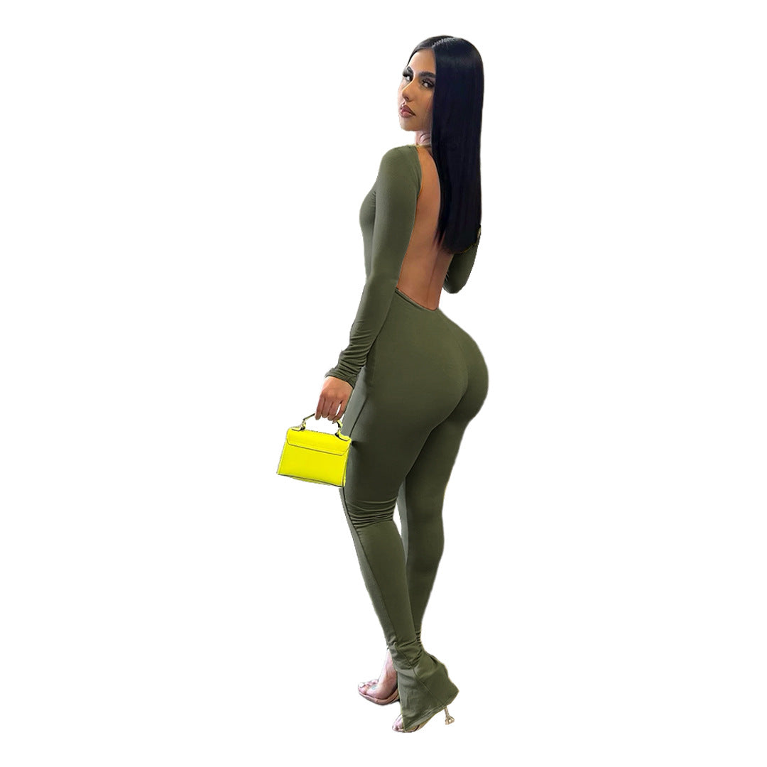 Backless Slit Jumpsuit