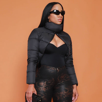 Padded Turtleneck Irregular Asymmetric Slim Fit