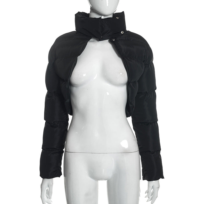 Padded Turtleneck Irregular Asymmetric Slim Fit