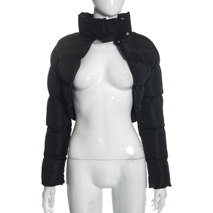 Padded Turtleneck Irregular Asymmetric Slim Fit
