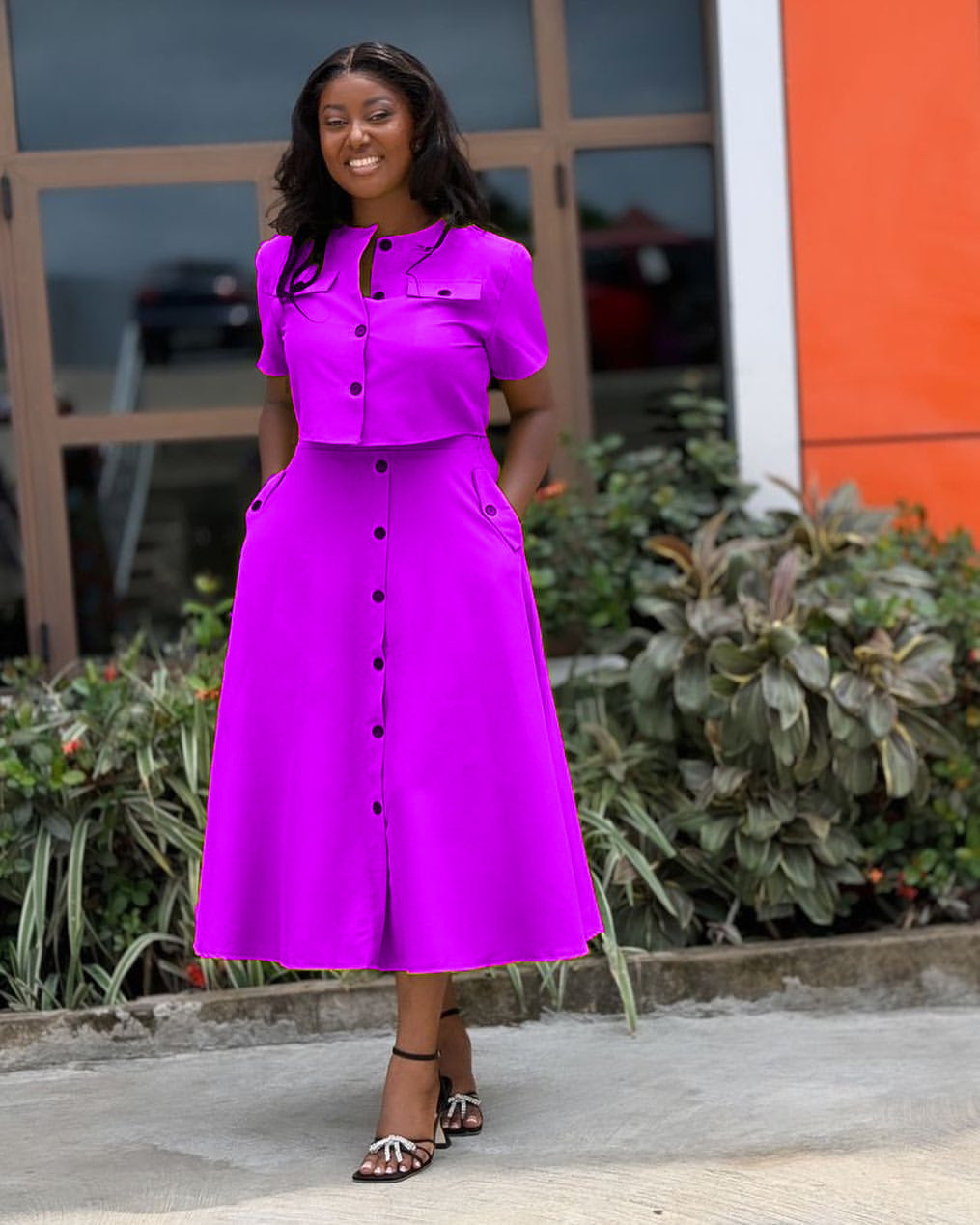 Crew Neck Short Sleeve Skirt Set