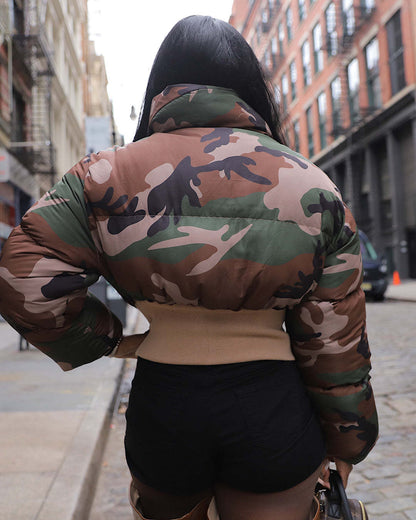 Retro Camouflage Puffer Jacket