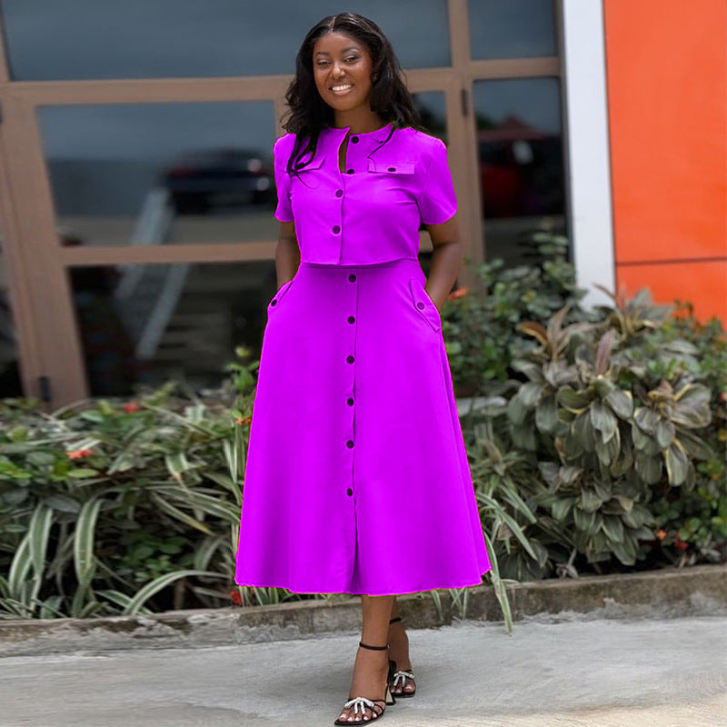 Crew Neck Short Sleeve Skirt Set