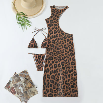 Cropped Printed Three Piece Swimsuit