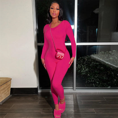 Backless Long Sleeve  Slim Fit Sports  Jumpsuit