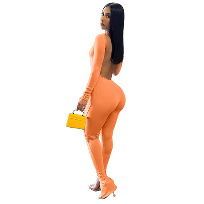 Backless Slit Jumpsuit