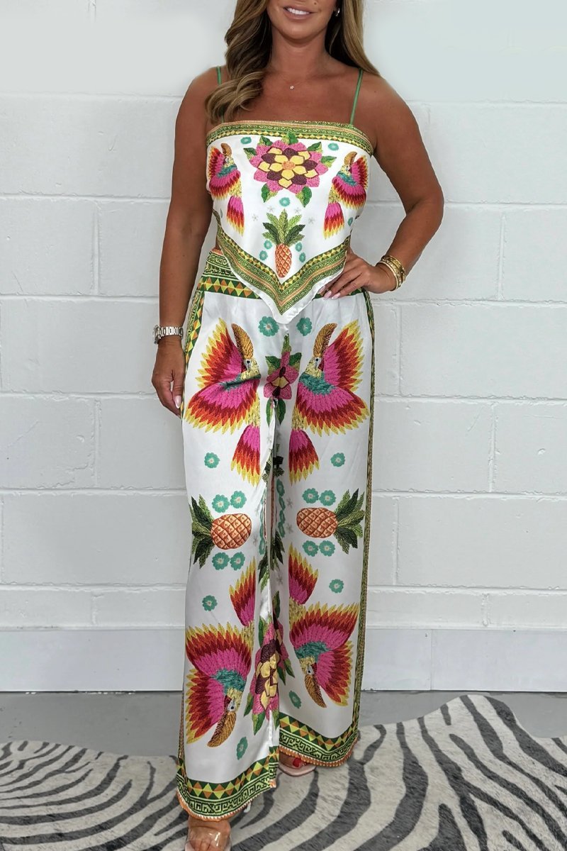 Satin Sling Top Trousers Set