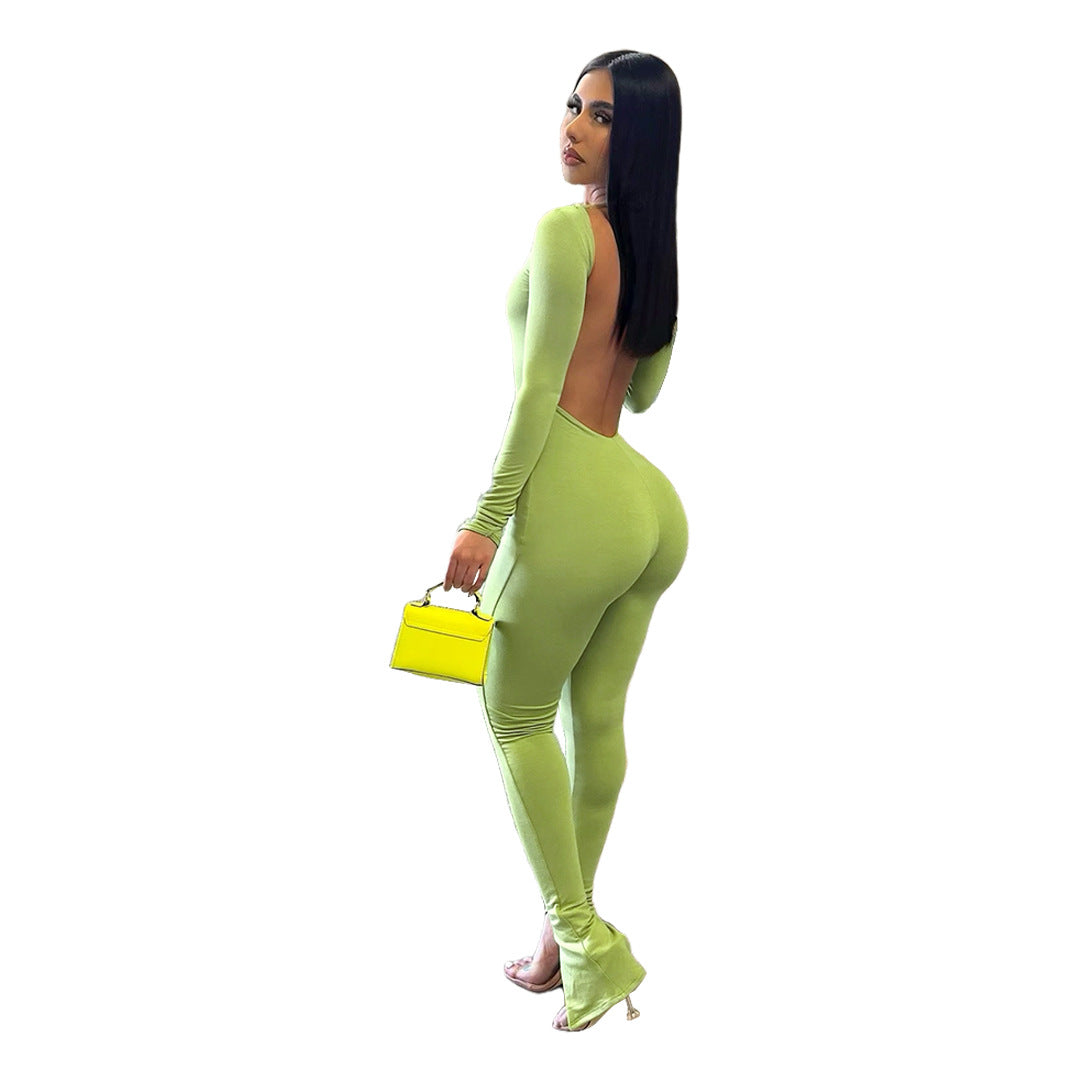 Backless Slit Jumpsuit