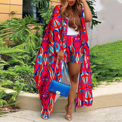 Bohemian Baca Long Cardigan Jacket and Shorts 2-piece Set