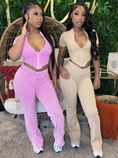 Wide Legged Two Piece Pant Set
