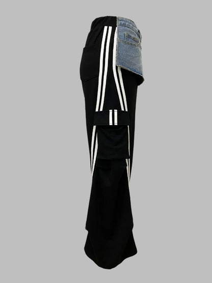 Denim Patchwork Loose Jogger Pants