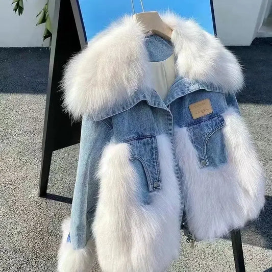 Luxe Mink Denim Jacket