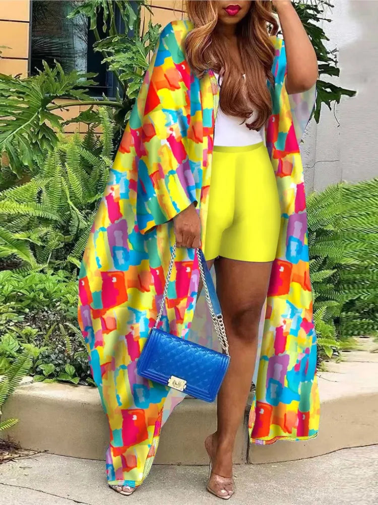 Bohemian Baca Long Cardigan Jacket and Shorts 2-piece Set