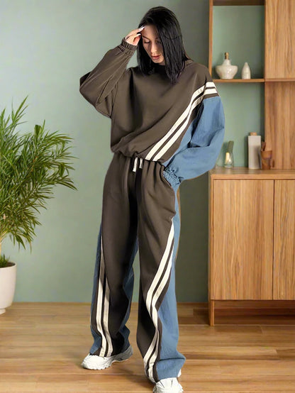 Casual Blue Patchwork Sets