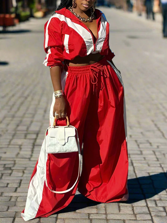 Loose Crop Top Wide Leg Pants Sets