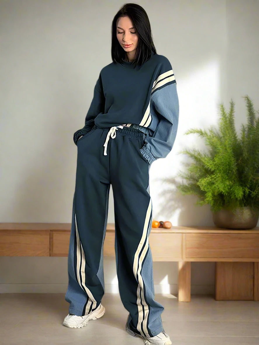Casual Blue Patchwork Sets