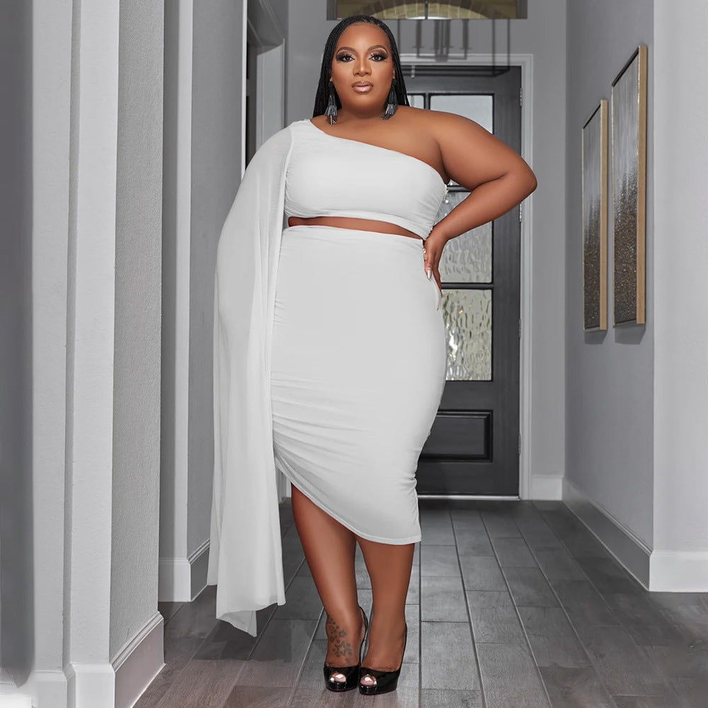 Diagonal Collar Wrinkle Two Piece Set