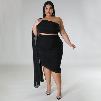 Diagonal Collar Wrinkle Two Piece Set