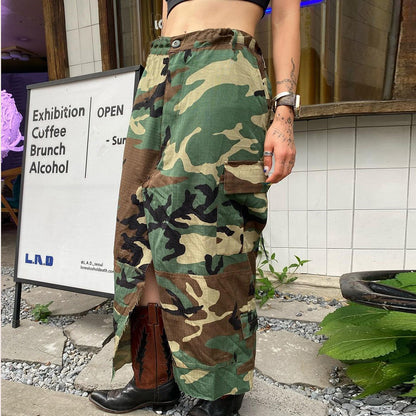Camouflage Wash Pocket Zipper Skirt