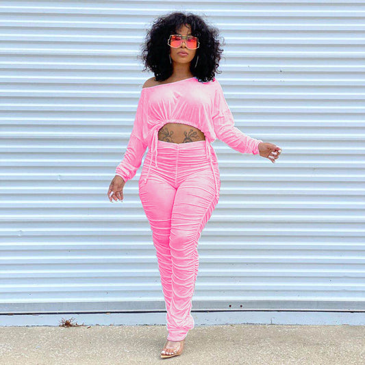  TWO PIECE PLEATED DRAWSTRING SUIT