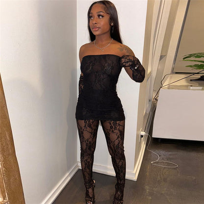Sexy Lace Tube Top Body Suit
