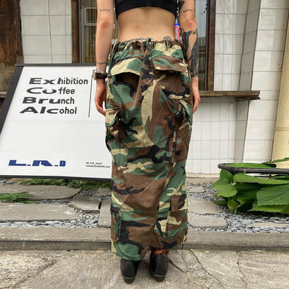 Camouflage Wash Pocket Zipper Skirt