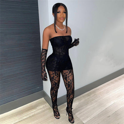 Sexy Lace Tube Top Body Suit