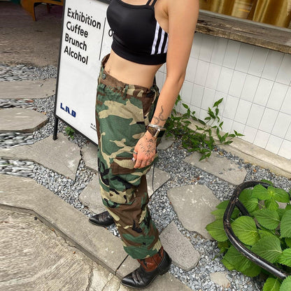 Camouflage Wash Pocket Zipper Skirt